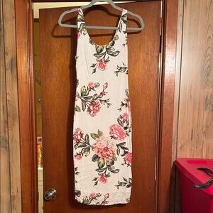 Popular Basics Floral Midi Dress - Pink and Green